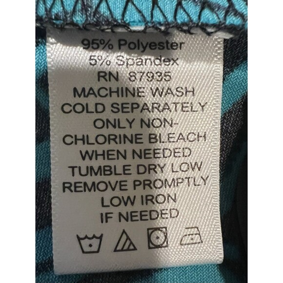 Susan Graver Printed Long Sleeve Tunic Blouse Tie Waist Size 1X Black Turquoise - Picture 6 of 6